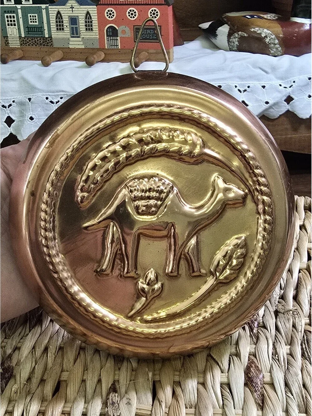 Vintage Copper toned cake food jello mold wall hanging camel decor